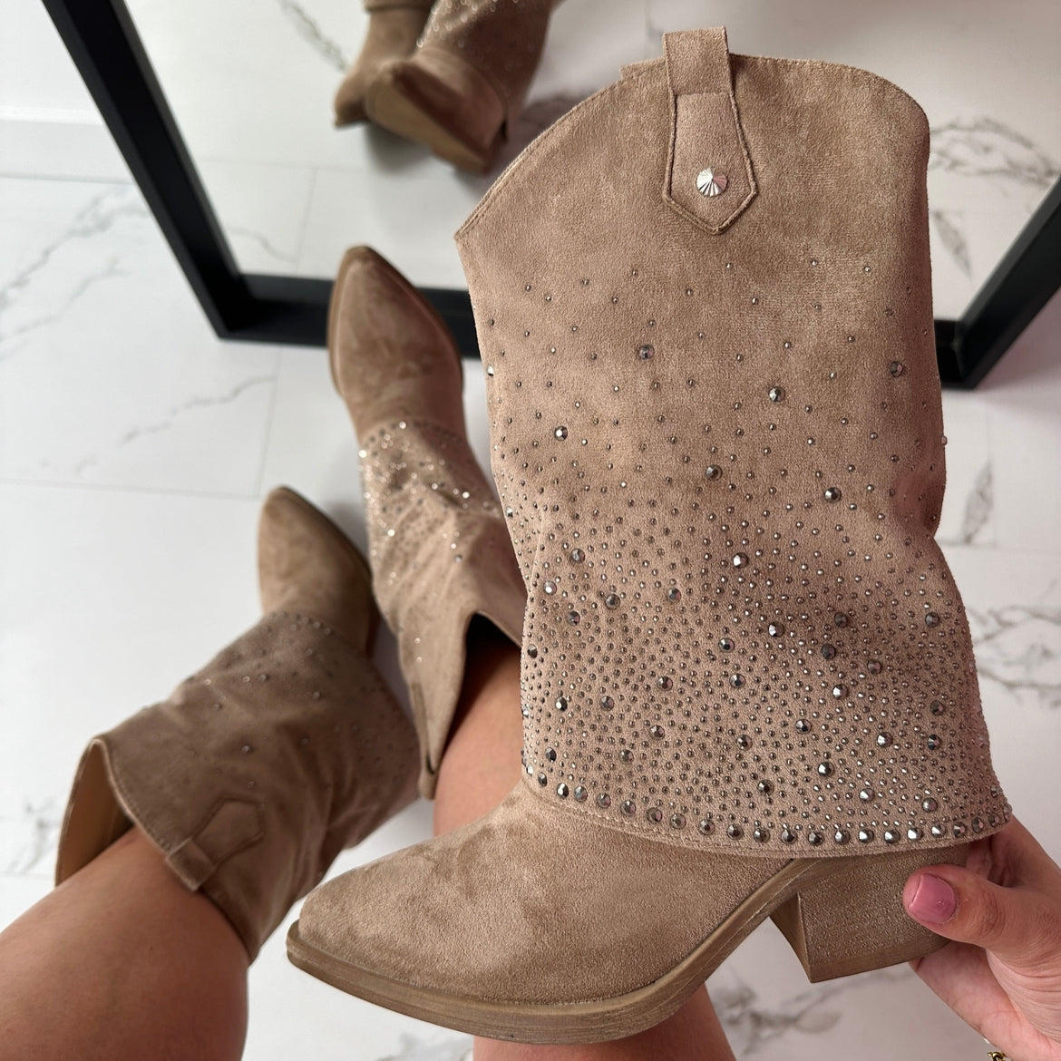 Botas Cowboy Polaina - Taupe