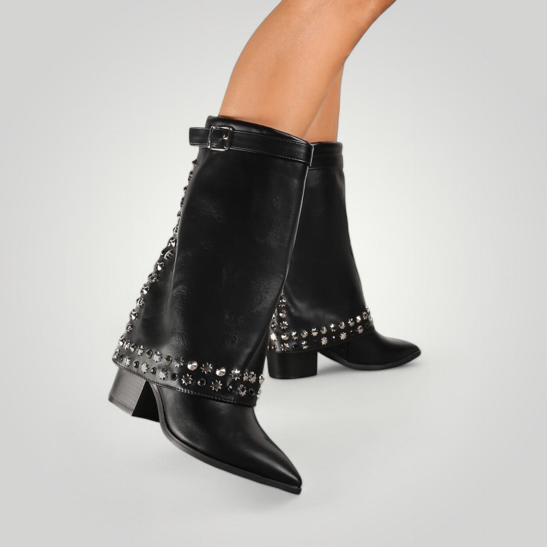 Botas Cowboy Polaina Tachuelas - Black