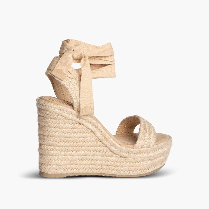 Sandalias Cuña Alta y Cinta - Elisabetta Beige