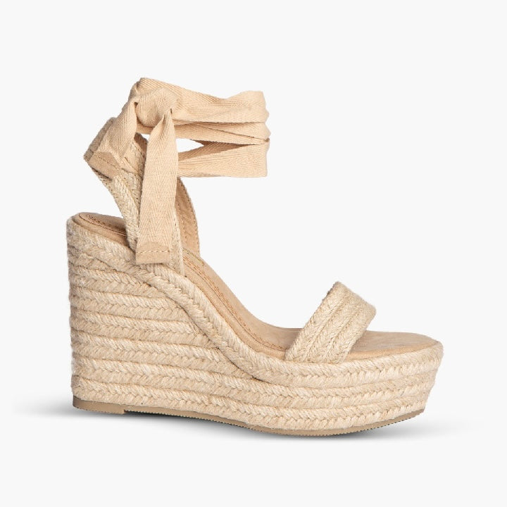 Sandalias Cuña Alta y Cinta - Elisabetta Beige