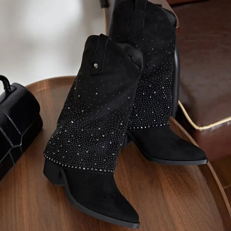 Botas Cowboy Polaina - Negro