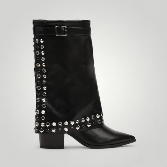 Botas Cowboy Polaina Tachuelas - Black