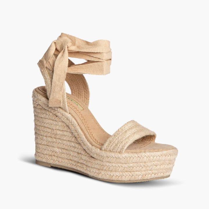 Sandalias Cuña Alta y Cinta - Elisabetta Beige