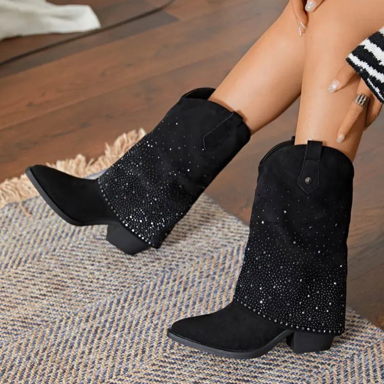 Botas Cowboy Polaina - Negro