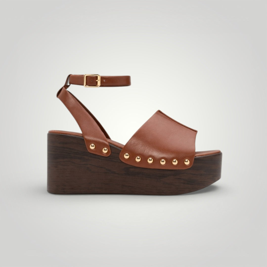 Wedge Sandals - Studded Raven Belt