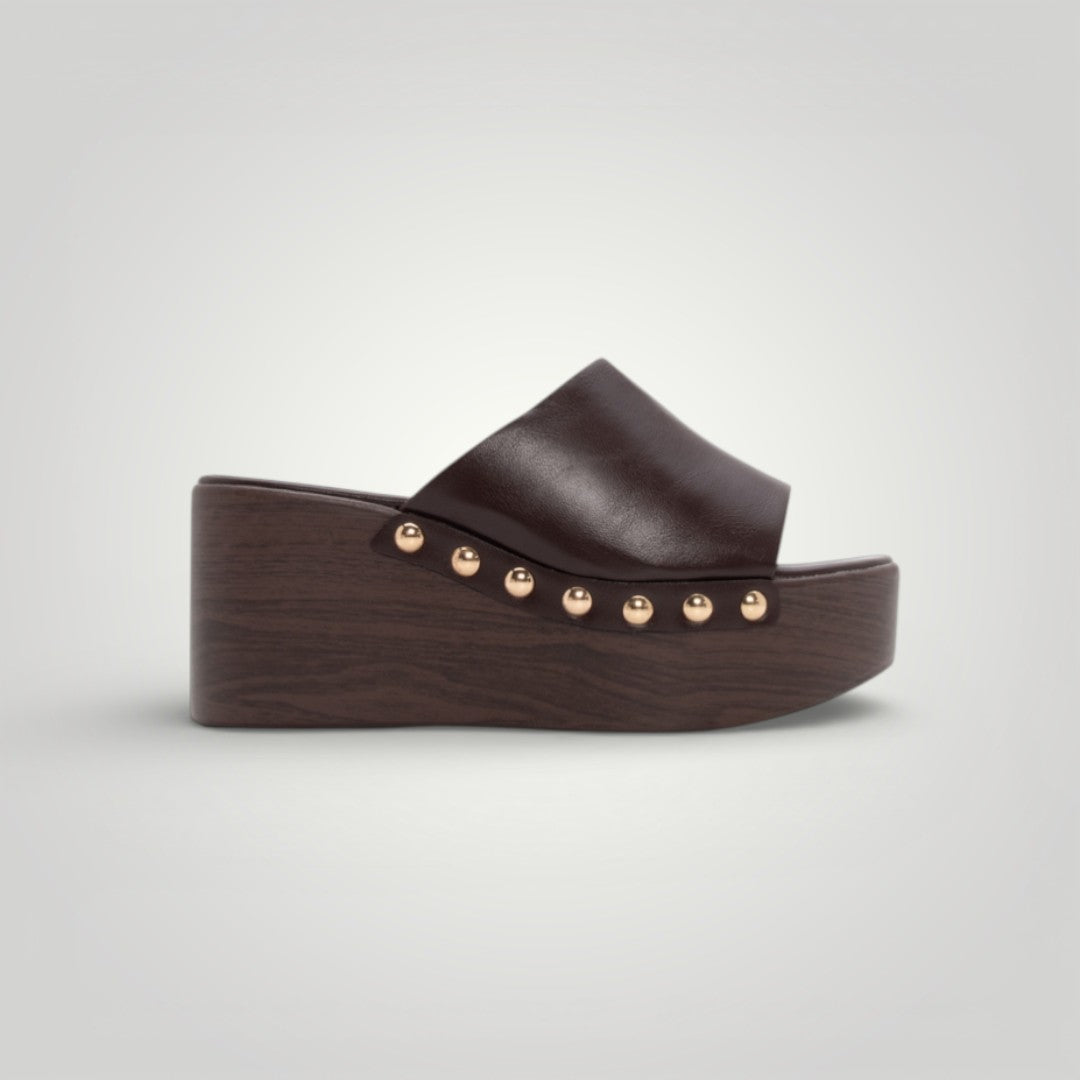 Wedge Sandals - Studded Raven