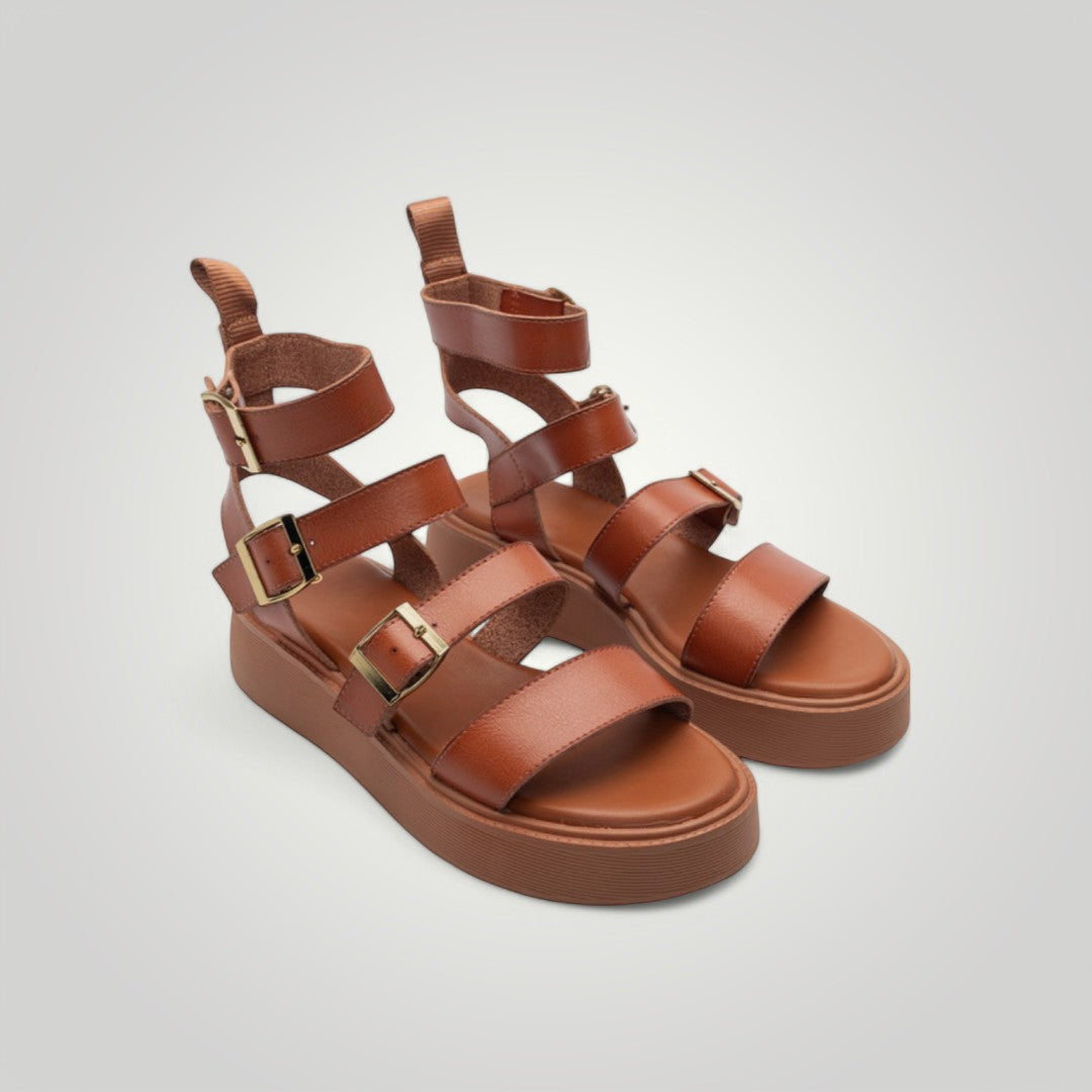 Sandálias com Plataforma - Roma Camel